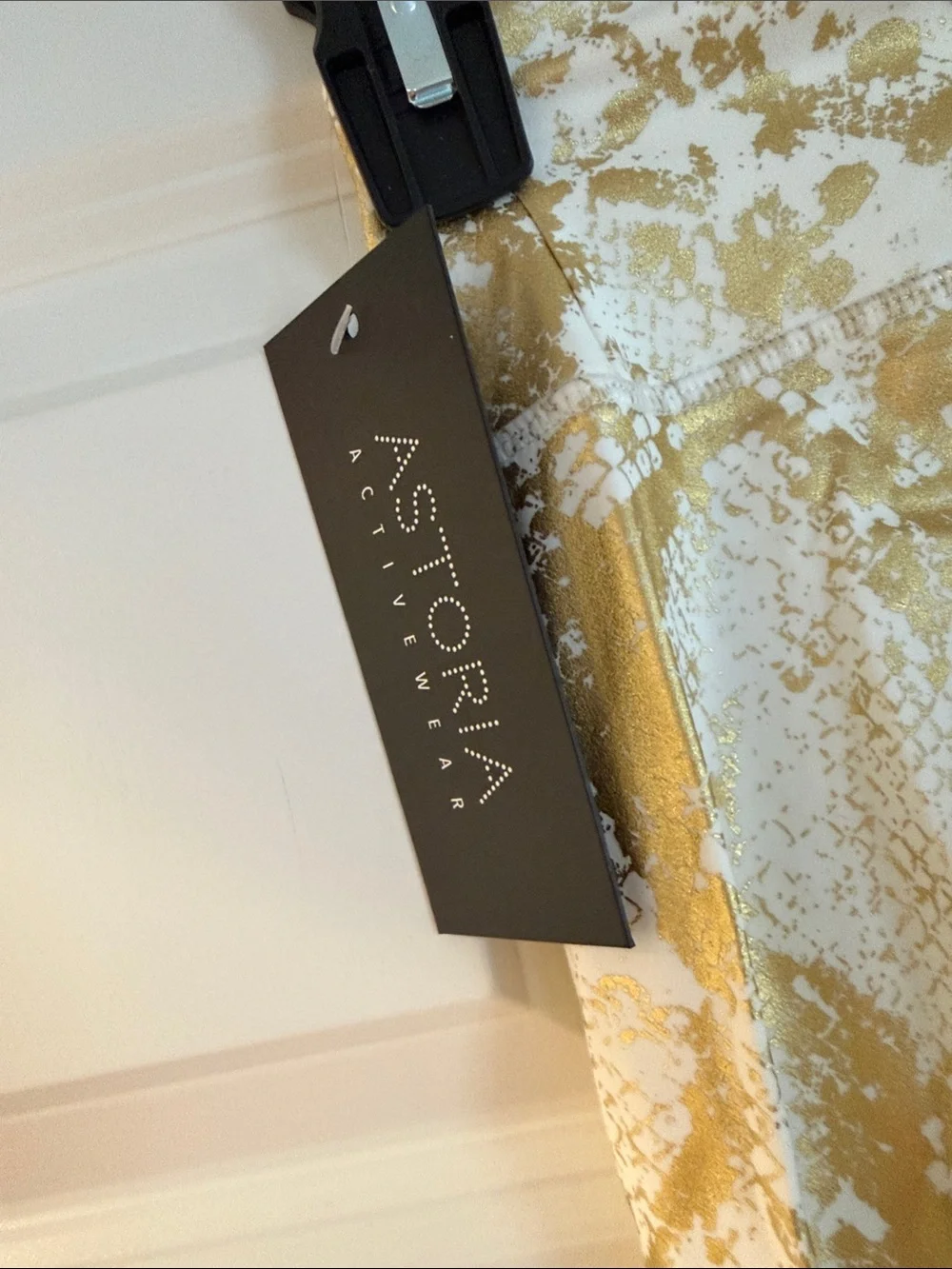Metallic Ivory Headband with Subtle Gold Pattern